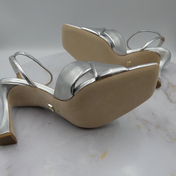 Badgley Mischka Dress Shoes Silver Brinlee II Sillea Heels Sandals - Picture 7 of 15